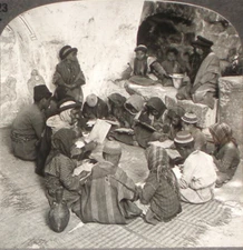 Keystone Stereoview of Kids Studying in Ramah, Palestine Rare 1200 Card Set #723
