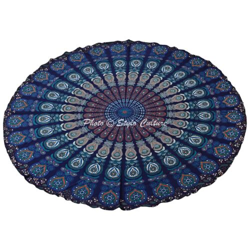 Mandala Bohemian Round Beach Hippie Tapestry Throw Yoga Mat Towel Indian Blanket - Picture 3 of 25