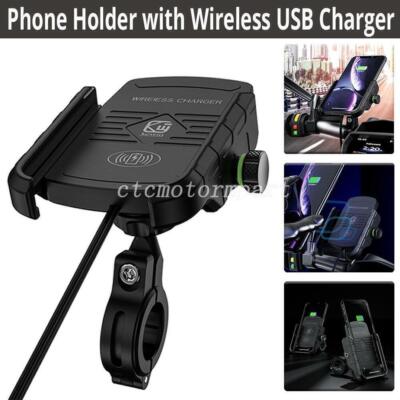 Universa Motorcycle Cell Phone Holder Mount with Wireless USB Charger 15W 12V