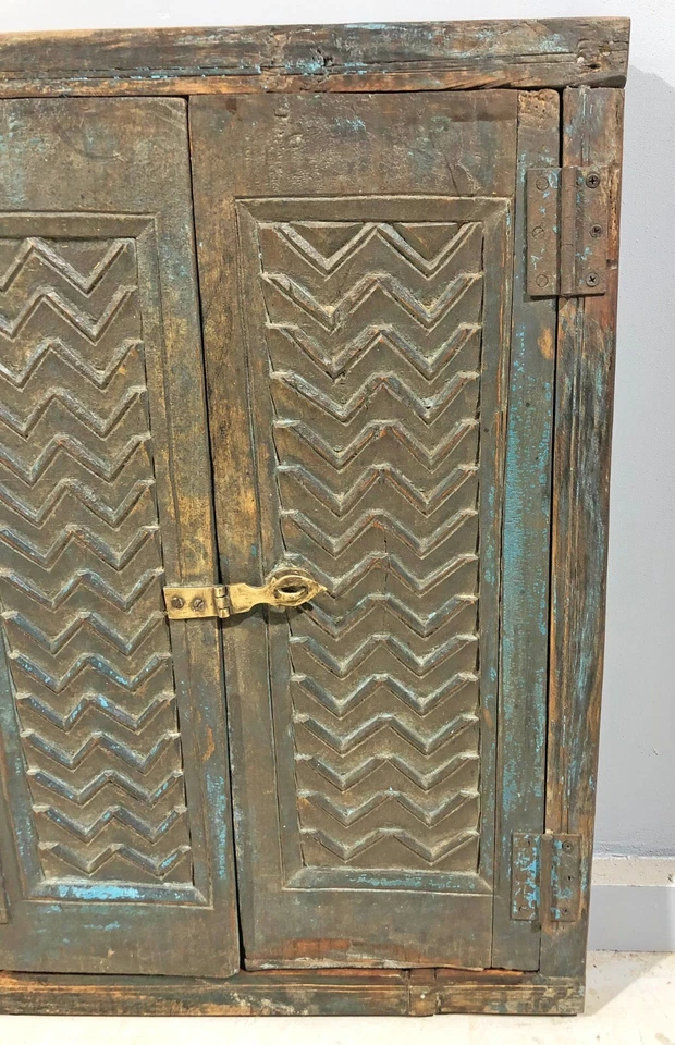 Antique Wooden Wall Décor Window Panel Frame Original Old Hand Crafted Rustic Pa - Image 4 of 4