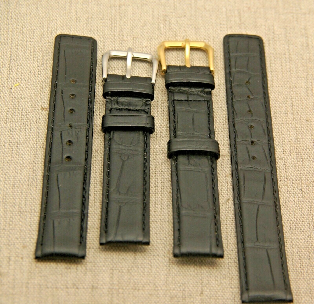 New Gucci 16 MM Black Genuine Crocodile Leather Watch Band - Short