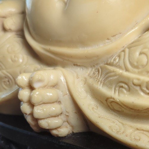 Large Vintage Happy Buddah Statue Cream Ivory-like Resin LA FARO Made in Italy - Picture 16 of 16