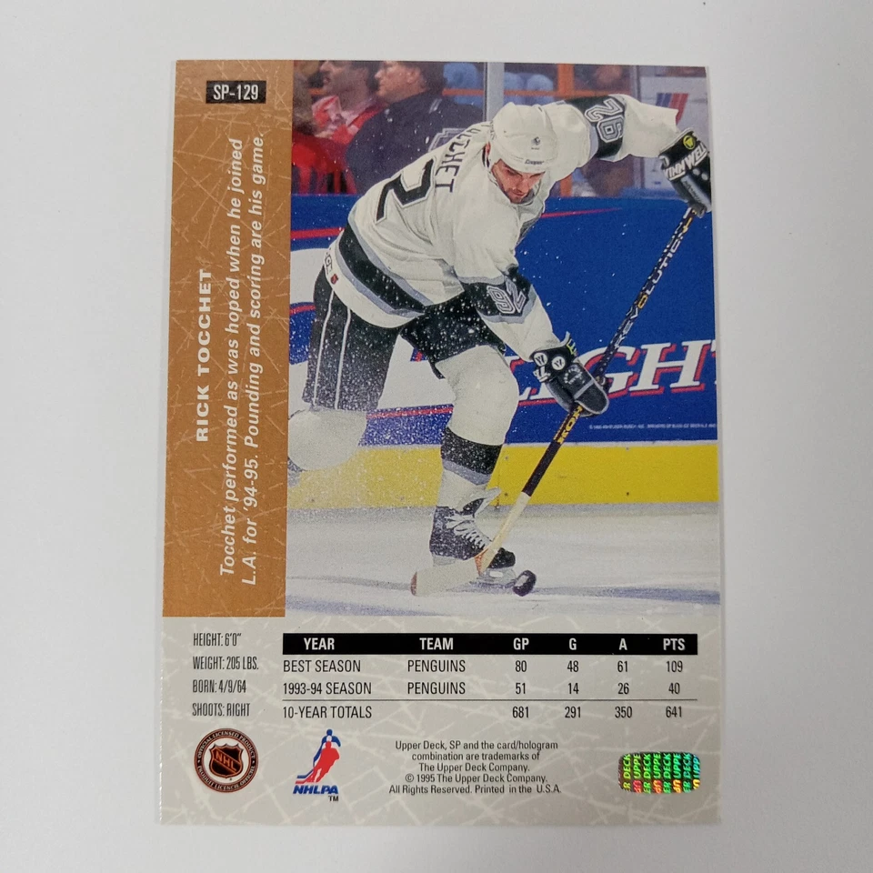 1995 Upper Deck SP #SP-129 Rick Tocchet Los Angeles Kings - Image 2 of 2