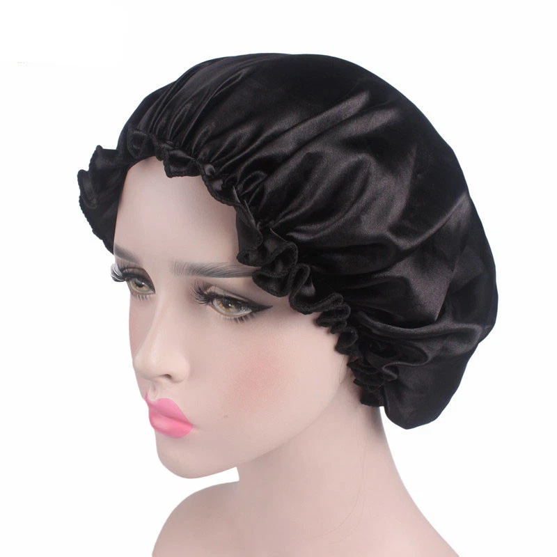 Gorro de dormir satinado para mujeres suave cuidado del cabello pañuelo gorro sombrero elástico al por mayor Foto 3 de 4