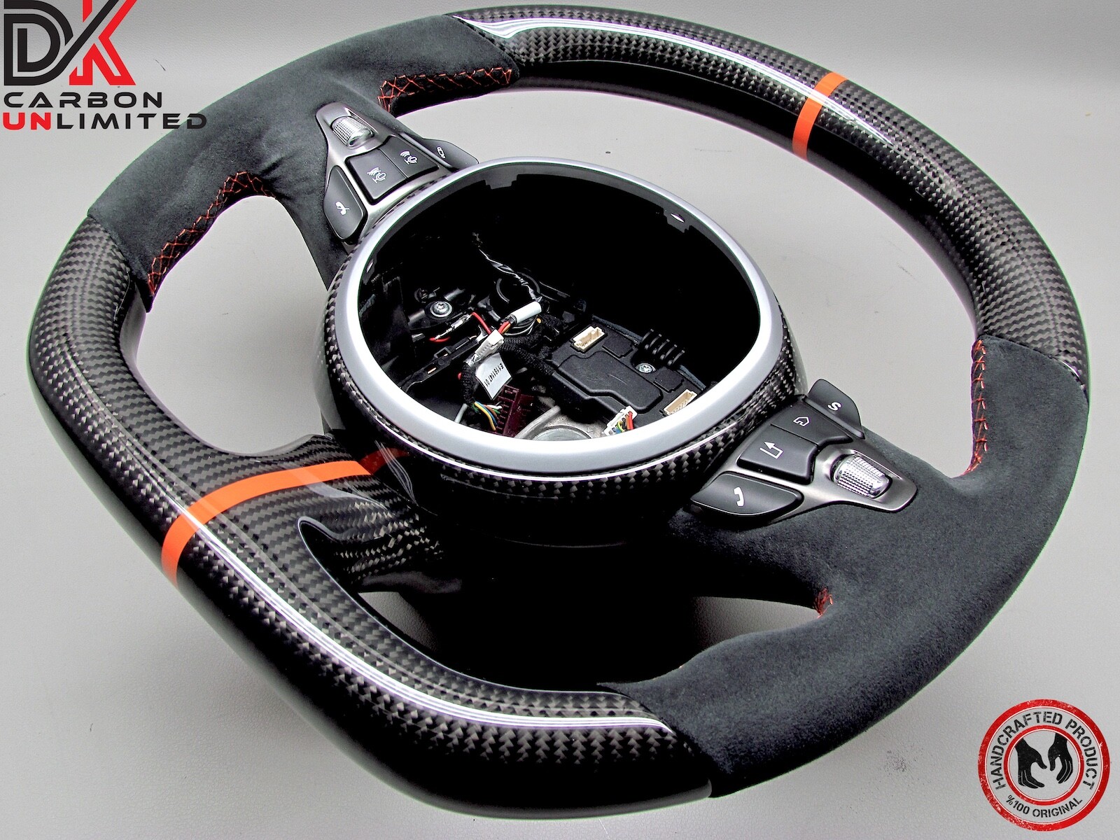 Aston Martin Vantage DB11 DBS Alcantara 8mm Orange Ring Carbon Steering Wheel v4
