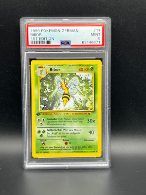 旧裏 PSA9 Beedrill 1999 Shadowless スピアー Pokemon PSA 9 MINT GERMAN Beedrill (Bibor) 17/102 Base Set 1st Ed