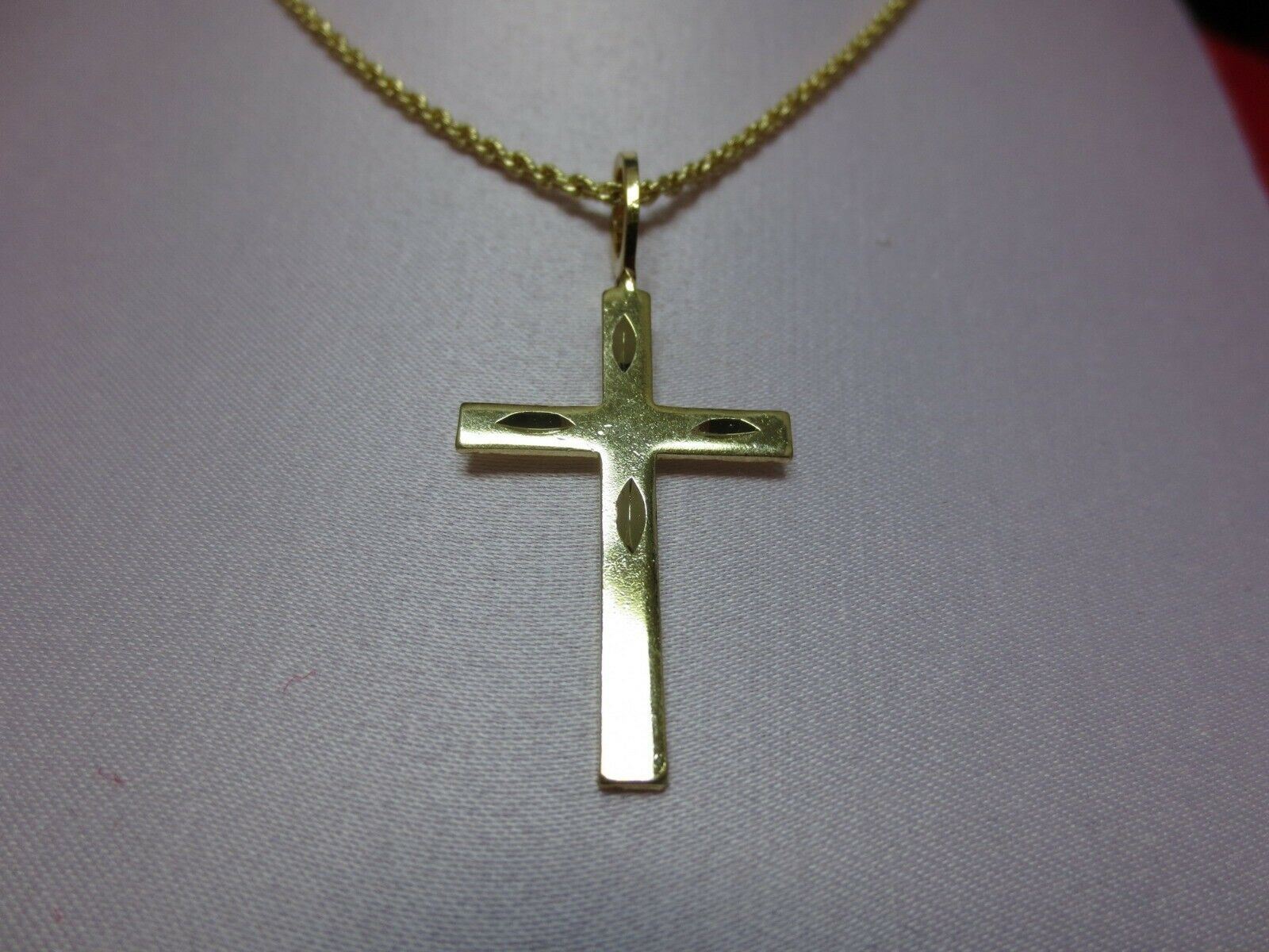 14 KT GOLD PLATED MODERN SMOOTH PLAIN CROSS CHARM WITH 30" ROPE CHAIN SET-2041