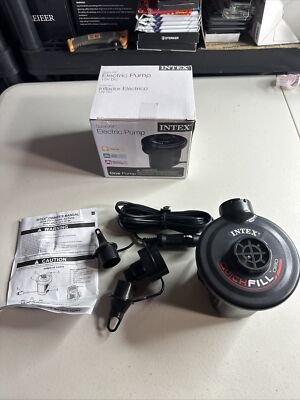 Intex Quick Fill 12 Volt DC Power Electric Air Pump Car Plug With Nozzles 
