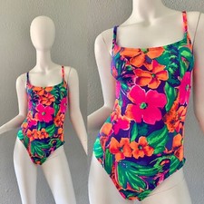 Vintage Neon Tropical Swimsuit