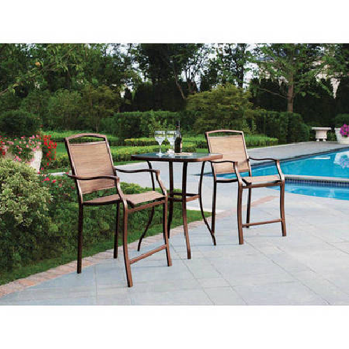 Mainstays Sand Dune 3 Piece High Outdoor Bistro Set Seats 2 Patio Furniture For Sale Online Ebay
