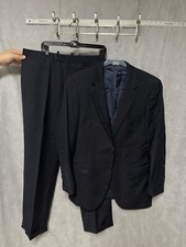 Jos A Bank Suit Men 42L Blue Micro Herringbone Wool Career 34X31.5 Pants Luxury