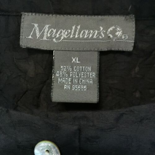 Magellan's Women Pleated Front Textured Button Up Shirt Tunic XL Black Lagenlook - Picture 2 of 8
