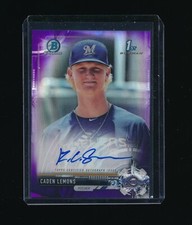 CADEN LEMONS 2017 BOWMAN CHROME DRAFT PURPLE REFRACTOR RC AUTO #/250 *BREWERS*