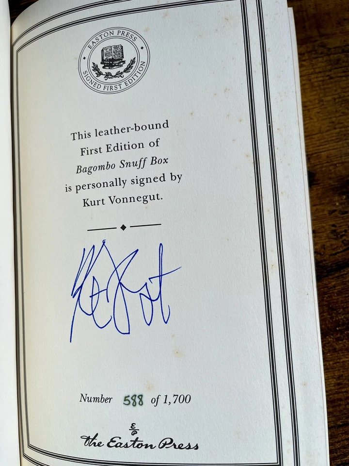 Bagombo Snuff Box by Kurt Vonnegut Rare Easton Press Signed First Editions COA! Foto 3 de 4