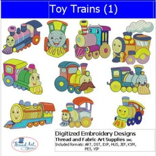 Embroidery Design Set - Toy Trains(1) - 10 Designs - 9 Formats - USB Stick