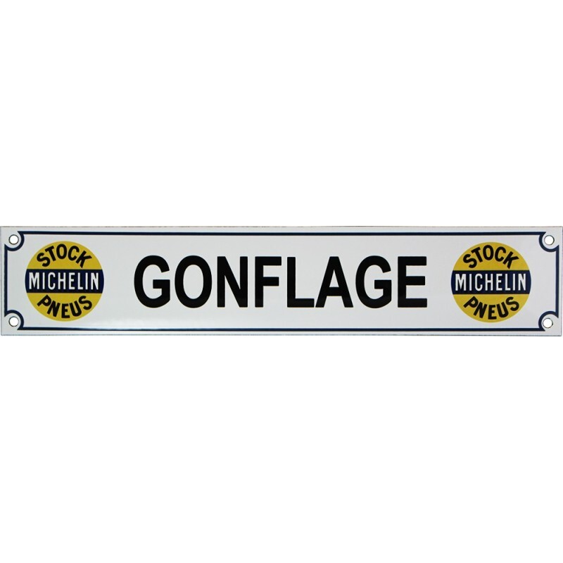 Plaque émaillée Michelin Gonflage vintage en métal véritable pour garage 30x40cm