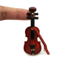 Dollhouse Miniature 1:6 Wooden Violin Musical Instrument Decor Accessories