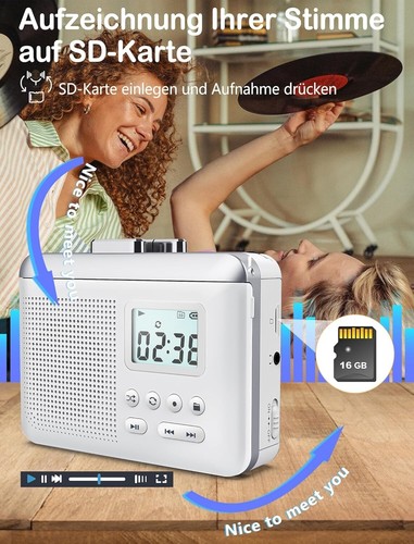 Portable Cassette Player Recorder Converter,Cassette to MP3 via SD Card Walkman - Picture 5 of 7