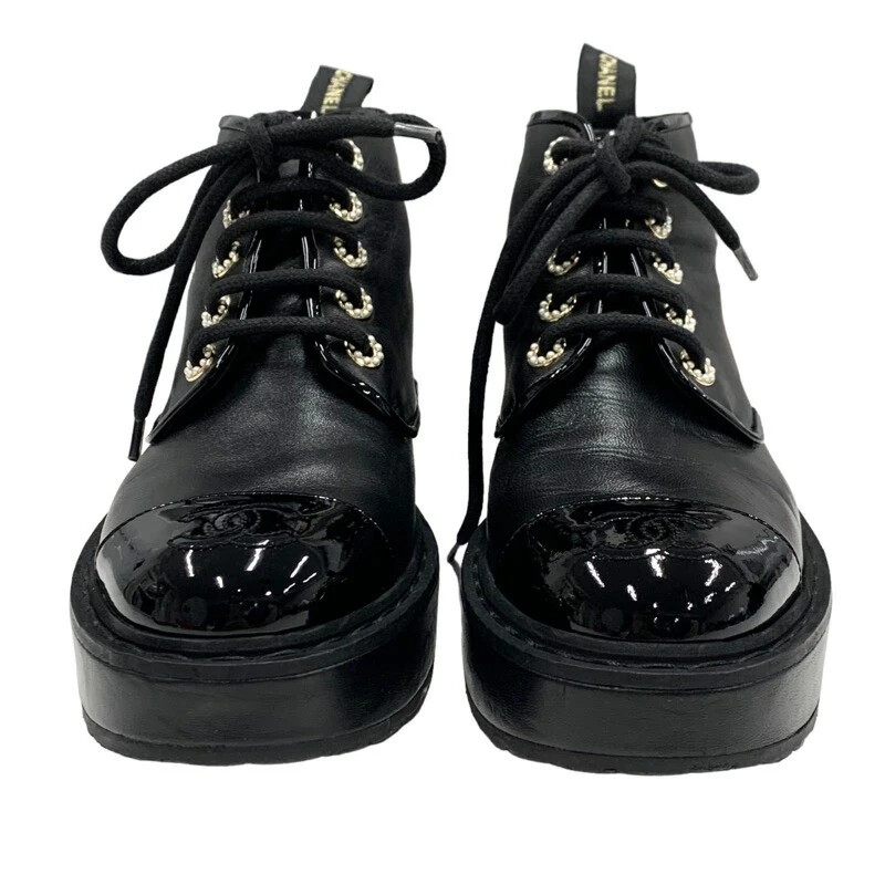 CHANEL G33169 Leather Patent leather Short Boots 36C Black CHANEL G33169 Leather Patent leather Short Boots 36C Black
