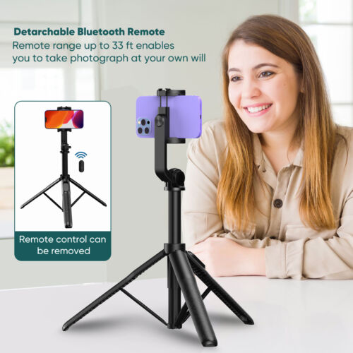 Remote Selfie Stick Tripod Phone Desktop Stand Desk Holder For iPhone Samsung - Afbeelding 1 van 28