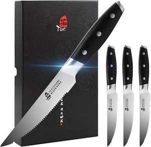 TUO TC1220 Black Hawk Series 5" Serrated Professional Kitchen Steak Knife 4P Set
