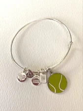ALEX & ANI 2016 USA Team Tennis Ball Charm Bangle Bracelet Silver Tone