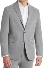 Kenneth Cole Reaction Suit Jacket Men Size 46S Gray Slim Fit Ready Flex NWT