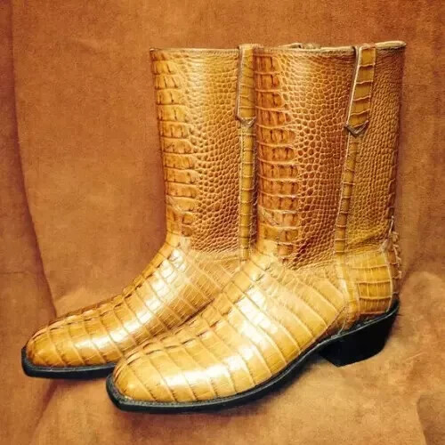 Yellow Gold ? Croc Cowboy Boots Original Caiman Crocodile Back Boots Rodeo Last Butter Color  main image 4
