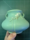 Vintage Weller Pottery F-2  Floral Bouquet Turquoise Vase Circa late 1930s