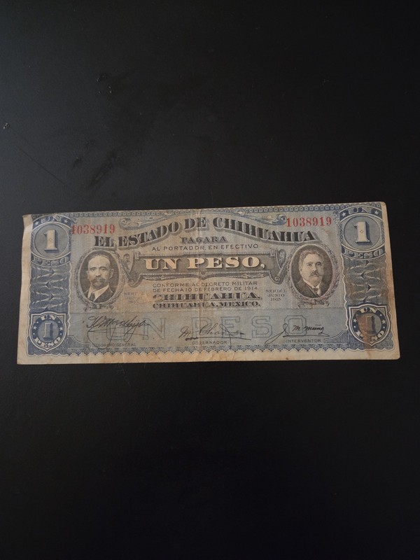 Serie 1915 Chihuahua 1 Peso Note in Fine Condition NICE Collectible Note- Miscut