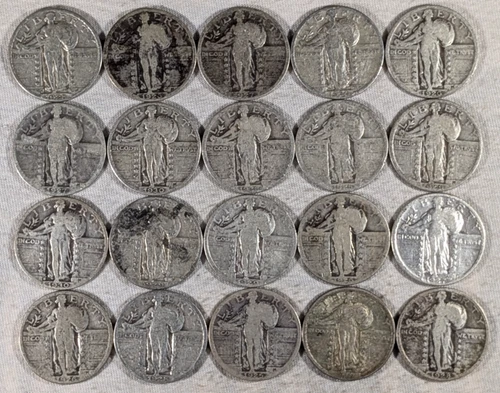 LOT OF 20 LIBERTY QUARTERS 90% SILVER COINS $5 FACE VALUE #70