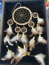 Handmade Dreamcatcher Wall Hanging Natural Feathers Beads Boho Decor