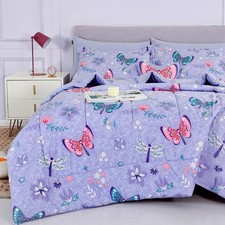 Mooreeke Bed in a Bag for Kids Girls Teens, 6 Pieces Twin Size Comforter Bed Set