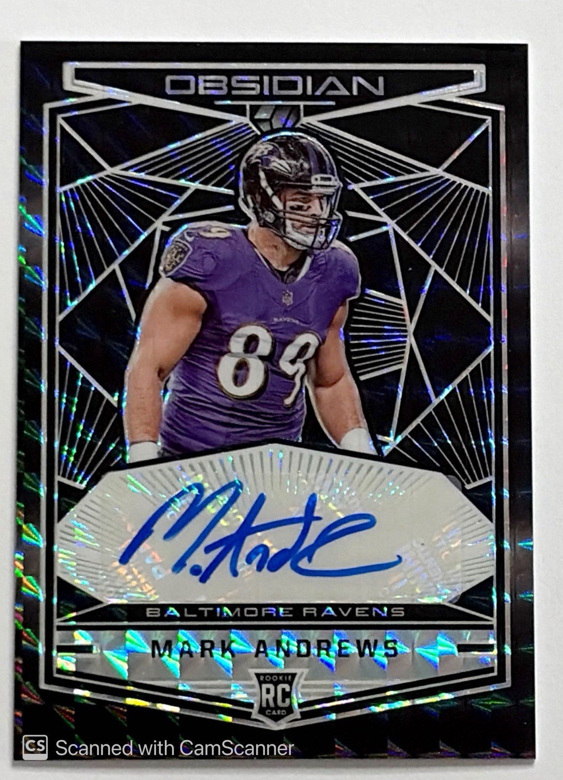 2018 Mark Andrews Obsidian White Electric Etch Auto RC Ravens 1/1  Autograph