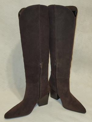 ALDO Kaely Dark Brown Suede Western Knee-High Boots Women's Size 6.5