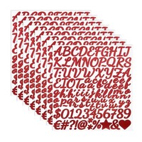 FüR 1 Zoll 8 Blatt Buchstabenaufkleber, Glitzer Alphabet Zahlen Aufkleber, Rot