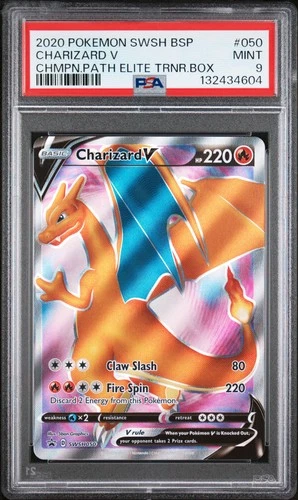 2020 POKEMON SWSH BLACK STAR PROMO #050 CHARIZARD V PSA 9