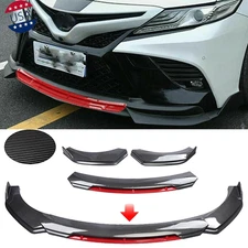 Carbon Fiber Red Front+Bumper Lip Spoiler+Splitter Kits For Toyota Camry