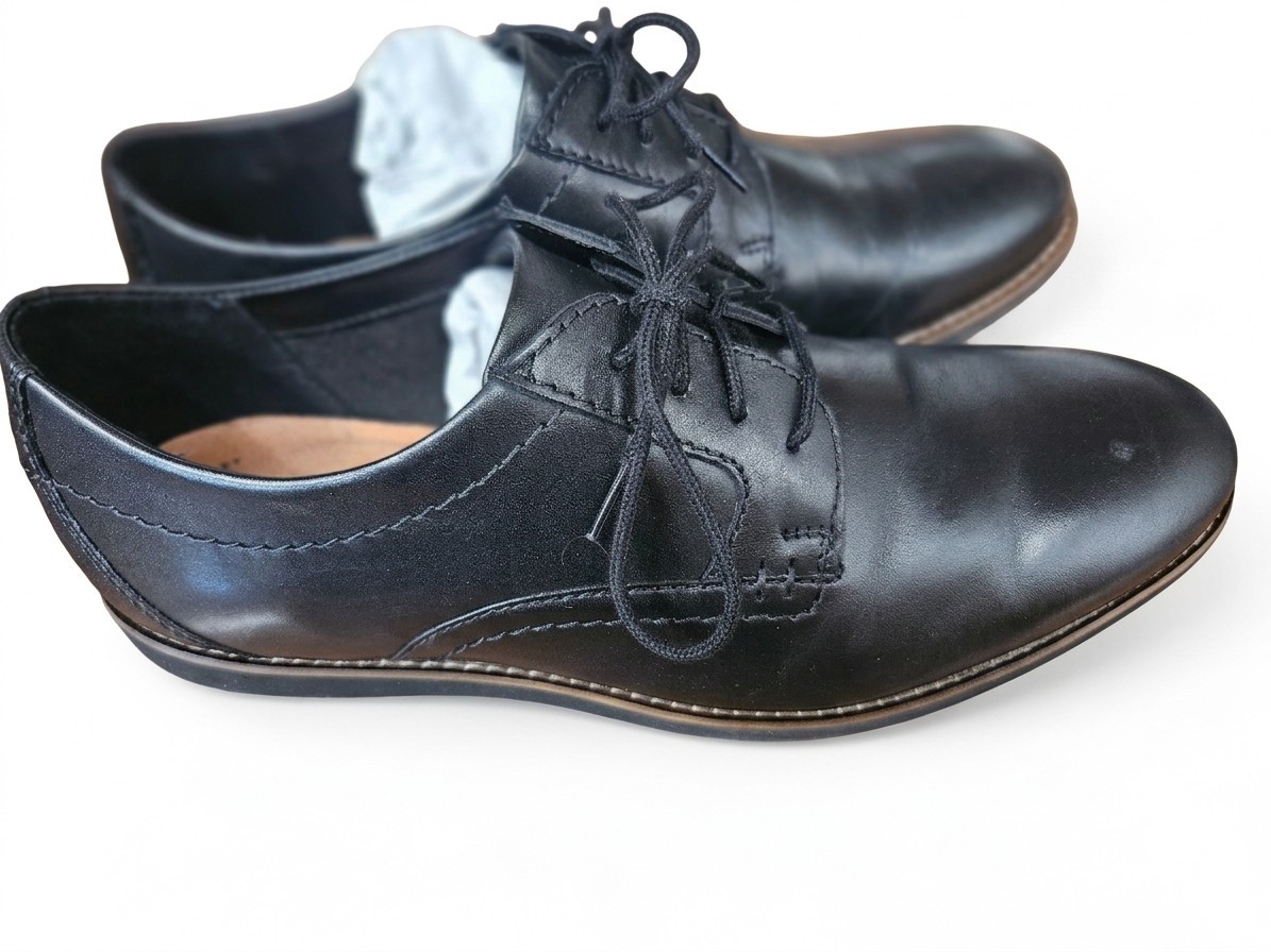 Men's 9.5 Clarks 'Tilden Cap' Toe Oxford Dress Shoes Black Leather Lace Up