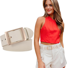 Fashion Womens Leather Belts,Wide Waist Belt with Pin Buckle for Jeans Pants Dre