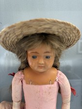 Ancienne poupée allemande Schultz & Marken 14" tête celluloïd yeux en verre avec sous-vêtement