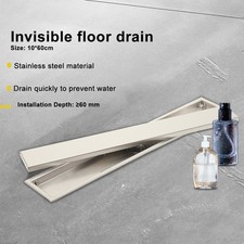 60cm Linear Shower Drain Invisible Rectangular Floor Drain 304 Stainless Steel 
