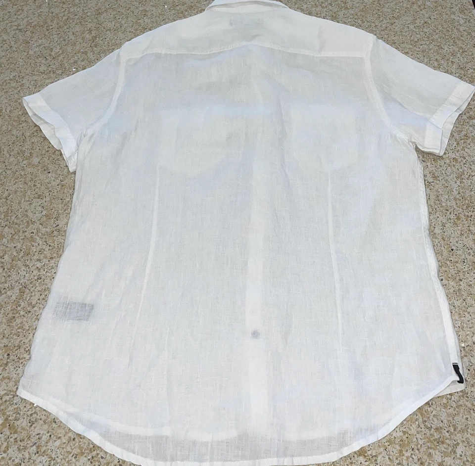 Kenneth Cole White 100% Linen Shirt Sleeve Button Down Shirt Casual Top  - Image 2 of 4