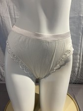 HANRO of Switzerland vintage NWT WHITE with lace Hi-Cut Cotton Panty size L