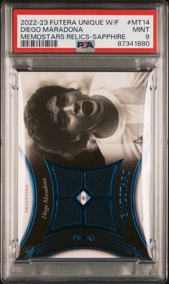 2022 Futera Unique World Football Diego Maradona Match Worn Relic 10/10 PSA 9