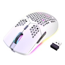 Wireless Gaming Mouse 3200 DPI Honeycomb RGB 16 Backlit Rechargeable USB Gamers