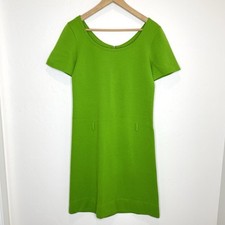 Vintage Rudi Gernreich Harmon Knitwear Shift Dress Womens 12 Bright Green
