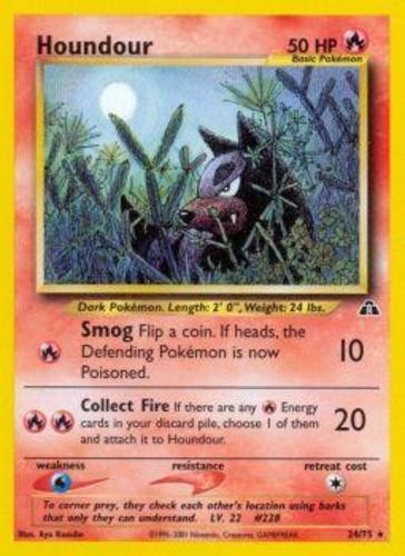Heavily Played Houndour - 24/75 - Rare - Unlimited Edition Pokemon Neo Discovery