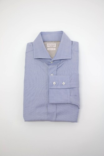 NWT Brunello Cucinelli Men "Basic Fit" Cashmere-V.Wool Button-Down Shirt L  A262