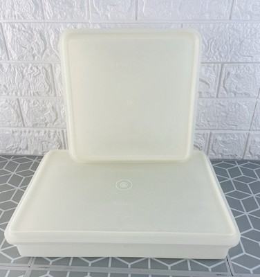 Vintage x 2 Tupperware rechteckige quadratische Vorratsbehälter mit Deckel 70er 80er